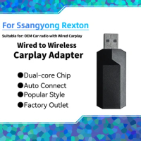 Plug and Play Apple Carplay Adapter for Ssangyong Rexton Mini Smart AI Box USB Dongle Car OEM Wired Car Play To Wireless Carplay