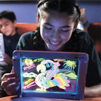 3D Magic Drawing Pad Children's Fluorescent Drawing Board Puzzle Luminous Magical Graffiti Writing Pad 3D Luminous Drawing Pad