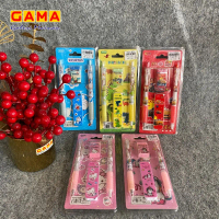 GAMA Study Set Disney Pulpen Pensil Penghapus Motif Karakter Lucu untuk Anak-anak