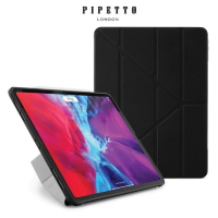 強強滾p-PIPETTO iPad Pro 12.9吋 第4代 第3代 Origami TPU多角度多功能保護套 黑色
