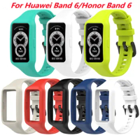 Silicone watchband Straps For Honor Band 6 sport Wristband for Huawei Band 6 smart Belt new bracelets Adjustable Accessories