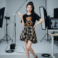ECF - Set Bear Tshirt + Rok Ikat Modis