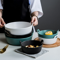 大號創意陶瓷雙耳水果沙拉碗家用日式陶瓷湯碗面碗水煮魚大碗湯盆