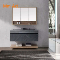 grey color slate surface modern bathroom vanity cabinets with bathroom mirror cabinet