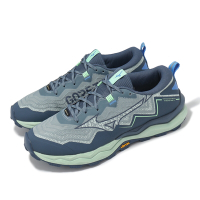 Mizuno 越野跑鞋 Wave Daichi 9 GTX 男鞋 藍 灰 防水 緩衝 黃金大底 運動鞋 美津濃 J1GJ2556-02