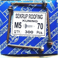 [DUS = ISI 300 PCS] Skrup Roofing 12x70 MOON LION/Sekrup Roofing Kuning 12x70 MOON LION 7CM