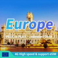 Europe Sim Card 3-30 Days 4G LTE High Speed Unlimited Data Sim card UK France Spain Turkey Germany Europe eSIM