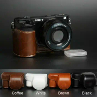 Pu Leather Camera Bag Case For Sony Alpha A6400 w/ 16-50mm lens