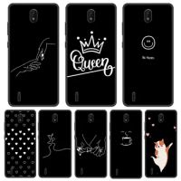 For Nokia C01 Plus Case Soft Phone Black Cover For Nokia C100 225 215 4G C1 Plus Case Thin TPU Coque Smile Face Love Print Funda