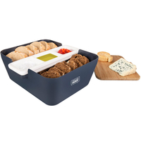 《TK》麵包收納盒+醬碟組(深藍) | 麵包收納籃 食物盒