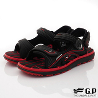 GP 涼拖鞋-磁扣雙絆帶排水涼鞋款G3888-14黑紅(男段)