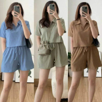 Setelan kerah polo knit hornet celana pendek termurah / One set kerah polo knit hornet premium Karet