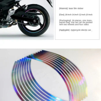 Motorcycle Sticker Vinyl Decal Wheel Hub Rim Waterproof Fashion Reflective Laser 10/12/14/18 Inch For Electric Moto Car Bicycle