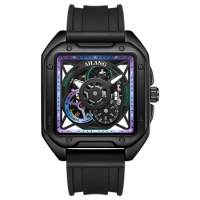 2022 New AILANG Men's Skeleton Automatic Mechanical Men's Watch Fashion Luminous Waterproof Watch Square Big Dial Clock