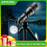 APEXEL 60x Super Telephoto Zoom Phone Lens 36X 28X Powerful Monocular Metal Telescope Mobile telephoto lens for camping Tourism