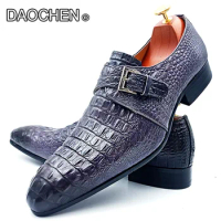 LUXURY BRAND MEN SHOES GRAY BUCKLE STRAP LOAFERS GENUINE LEATHER CASUAL DRESS MAN SHOES WEDDING PARTY MONK SHOES FOR MEN