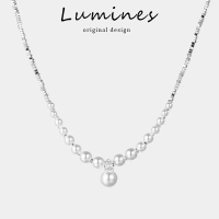 Fashion Pearl Metal Lock Necklace Elegant Women Necklace Faux Pearl Rhinestone Charms Pure Silver Fr