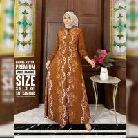 Gamis Batik Rayon Premium Wanita Dewasa Muslim Lengan Panjang Motif Terbaru Model Resleting Depan Ta