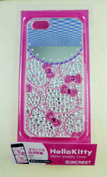 【震撼精品百貨】Hello Kitty 凱蒂貓~HELLO KITTY iPhone5手機殼-附鏡貼鑽(頭)