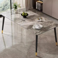 Modern marble tops Dining Table Nordic Legs Metal Minimalist space savers Kitchen Dining Table Industrial Rectangle Mesa