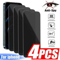 4Pcs Privacy Screen Protector For iPhone 15 14 13 12 11 Pro Max 12 Mini Anti Spy Tempered Glass For iPhone 7 8 14 Plus XR XS MAX