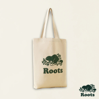 【Roots】Roots配件-絕對經典系列 海狸LOGO托特帆布包(灰白色)
