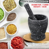 Granite Pattern Pestle Mortar Grinder Solid Crusher Set Herb Spice Pepper Garlic Manual Masher Kitchen Multi-purpose Grinder