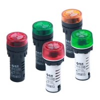 Buzzer 22mm/16mm Flash LED Alarm Indicator Light Signal Lamp Flashmetal Buzzer DC12V DC24V AC 220V Intermittent Sound AD16-22SM
