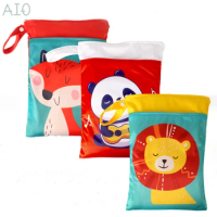 AIO 2Pcs Cloth Diaper Bag Waterproof Nappy Bag Reusable Baby Diaper Bag Two pockets Wet Dry Bag