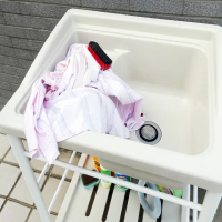 【Abis】豪華升級款ABS塑鋼洗衣槽/水槽/白烤漆腳架(免組裝)