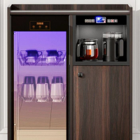 New household luxury solid wood automatic tea bar machine ice hot water dispenser bottle disinfection cabinet living room