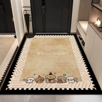 Extra-thick cartoon entrance door mat, high-quality home foyer mat, doorway carpet, vertical version
