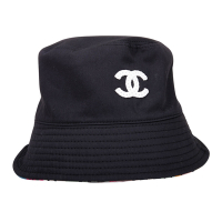 CHANEL Bucket Hat白色LOGO 漁夫帽(黑色-M)
