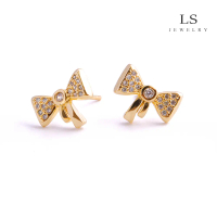 LS jewelry ต่างหูผู้หญิงติดโบว์น่ารัก 421e
