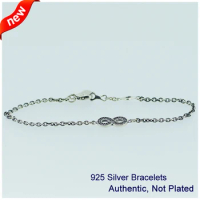 Symbol of Infinity Bracelets 100% 925 Sterling Silver Jewelry with Clear CZ Free Shipping