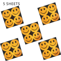 5 Sheets Cute Smile Face Reflective Sticker Cartoon School Bag Bicycle Safety Stickers For Traffic Safety