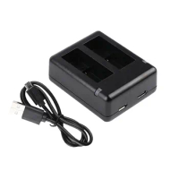 Portable Double Port Dual-slot Battery Charger Smart Charging Hub for GoPro Hero 9 Action Camera Accessories