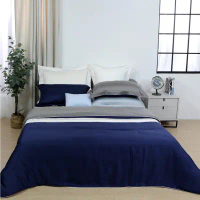 【金安德森】經典天絲 (青藍)-雙人被套附兩枕+加大床包
