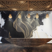 北歐風格抽象藝術墻紙新中式簡約餐廳臥室客廳電視背景墻裝飾壁紙