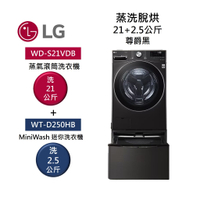 【領券97折再享5倍點數回饋】LG 樂金 TWINWash WD-S21VDB+WT-D250HB 蒸洗脫烘 21公斤+2.5公斤洗衣機 TW21DPT