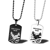 New Arrived Stainless Steel Military Jewelry Air Force DAD And MOM Soldier Necklace Pendant For Men