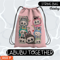 Tas Serut Cordura Printing Tebal Anti air Lucu Wanita Labubu Together Murah tdk Original Popmart