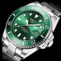 NIBOSI NEW Men's Watch Green Water Ghost Calendar Mechanical Watch Simple Luminous Waterproof Rotatable Watch relogios masculino