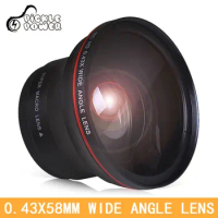 58MM 0.43x Professional HD Wide Angle Lens (Macro Portion) for Canon EOS Rebel 77D T7i T6s T6i T6 T5i T5 T4i T3i T3 SL1 1100D