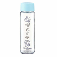 小禮堂 哆啦A夢 日製透明隨身冷水瓶《藍蓋.坐姿嘟嘴》400ml.水壺.隨身瓶