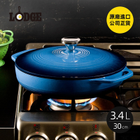 美國LODGE 圓形琺瑯鑄鐵淺燉鍋(30cm)-3.4L-多色可選