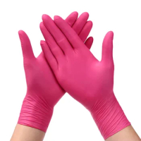 20/50PCS Pink Nitrile Disposable Gloves Latex Powder Free Gloves for Household Cleaning Kitchen Working Hair Salon Tattoo Gloves