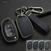 Ốp chìa khóa xe bằng hợp kim kẽm + da cho Hyundai ix25, ix35, i10, i20, Solaris, Tucson, Sonata, San