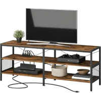 HOOBRO TV Stand with Power Outlets for TVs Up To 65", 3-Tier TV Console Table with Open Storage Shelves Tv Cabinet