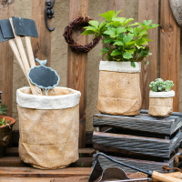 掬涵 水泥麻布口袋大小花盆花器花瓶干花種植室內盆栽創意北歐